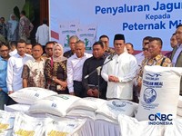 Menteri Pertanian sekaligus Kepala Bapanas Amran Sulaiman saat konferensi pers usai menerima para peternak ayam petelur di kediaman pribadinya, Jakarta, Jumat (9/10/2026). (CNBC Indonesia/Martyasari Rizky)