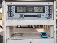 A general view of a fuel pump with the current petrol price in Abuja on March 9, 2026 after transport fares increased following a recent hike in petrol prices. Africa is feeling the impact of rising oil prices and threats to shipping, as the continen