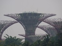 Polusi udara di Singapura telah memburuk hingga menjadi yang tertinggi di dunia. Kondisi krisis ini terjadi setelah kabut asap dari rentetan kebakaran hutan dan lahan (karhutra) terjadi di Sumatera, Indonesia, Jumat (9/10/2026). (AFP/ANTHONY WALLACE)