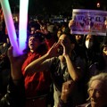 Protesters march from Puerta del Sol square in Madrid, where they have been camped out for days, to the building where the late Maricarmen Abascal, the 87-year-old woman whose eviction sparked housing protests in Spain, used to live in Madrid, Spain,