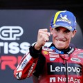 Pembalap Ducati Lenovo Team Marc Marquez merayakan kemenangan setelah memenangi sprint race MotoGP Grand Prix Indonesia 2026, di Sirkuit Internasional Mandalika, Mandalika, Indonesia, (10/10/2026). (REUTERS/Willy Kurniawan)