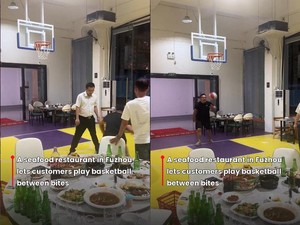 Unik! Di Restoran Seafood Ini Bisa Main Basket Sambil Makan