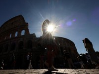 People walk outside the Colosseum as it is set to reopen today, after closing for a day as a mark of respect following the death of Andrea Moretti, a 22-year-old technician, in an overnight accident, in Rome, Italy, September 26, 2026. REUTERS/Yara N