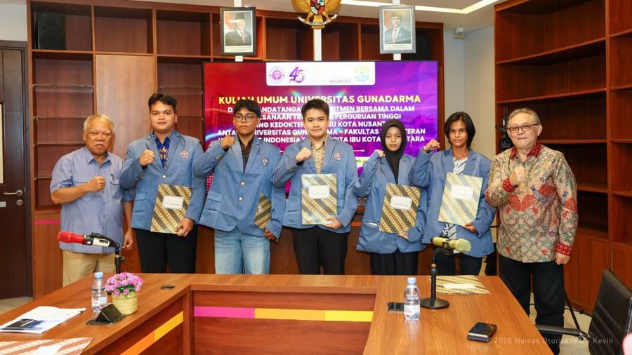 Kepala Otorita Ibu Kota Nusantara (IKN) Basuki Hadimuljono menyambut mahasiswa angkatan pertama Universitas Gunadarma IKN dalam kuliah umum di Gedung N1 Universitas Gunadarma IKN, Senin (28/9/2026).