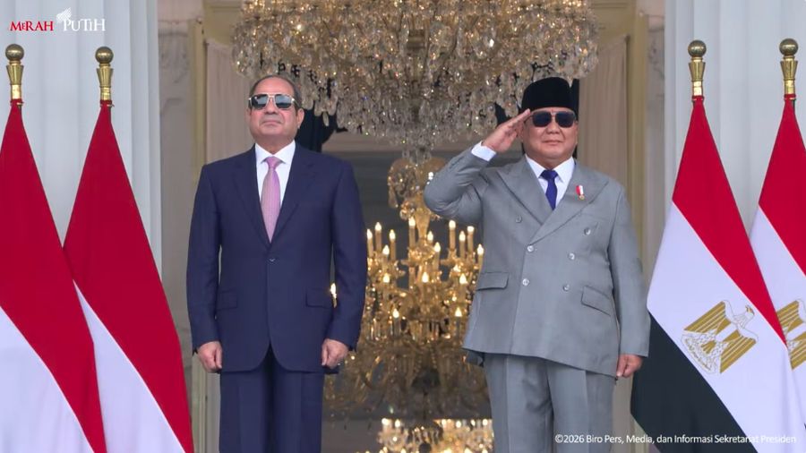 Presiden Prabowo Subianto menerima kunjungan kenegaraan Presiden Republik Arab Mesir Abdel Fattah El-Sisi di Istana Kepresidenan, Jakarta, Minggu (11/10/2026).