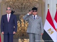 Presiden Prabowo Subianto menerima kunjungan kenegaraan Presiden Republik Arab Mesir Abdel Fattah El-Sisi di Istana Kepresidenan, Jakarta, Minggu (11/10/2026). (Tangkapan Layar Youtube/Sekretariat Presiden)