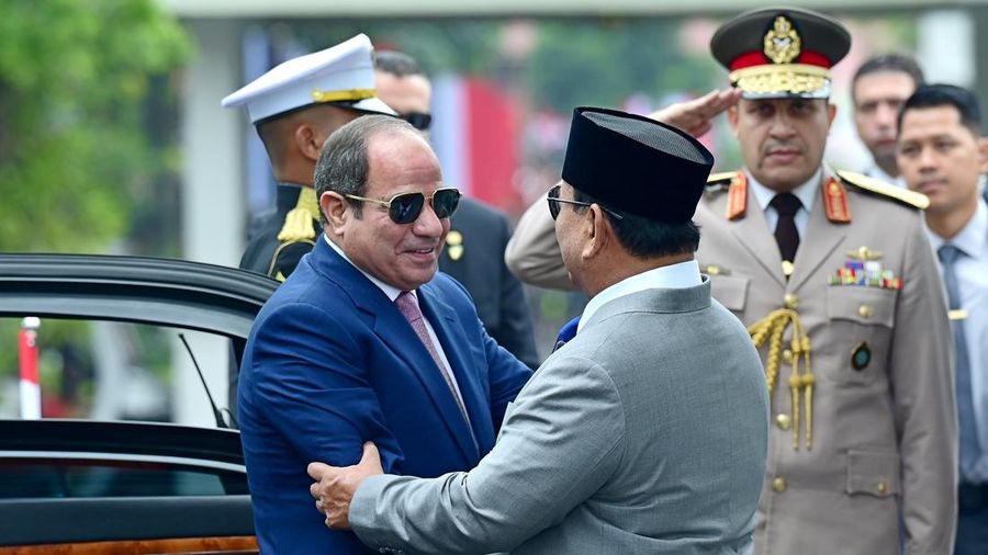 Presiden Prabowo Subianto menerima kunjungan kenegaraan Presiden Republik Arab Mesir Abdel Fattah El-Sisi di Istana Kepresidenan, Jakarta, Minggu (11/10/2026). (Dok. BPMI Sekretariat Presiden/Muchlis Jr)