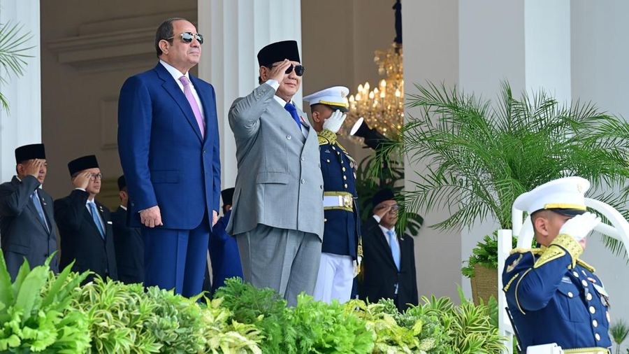 Presiden Prabowo Subianto menerima kunjungan kenegaraan Presiden Republik Arab Mesir Abdel Fattah El-Sisi di Istana Kepresidenan, Jakarta, Minggu (11/10/2026). (Dok. BPMI Sekretariat Presiden/Muchlis Jr)