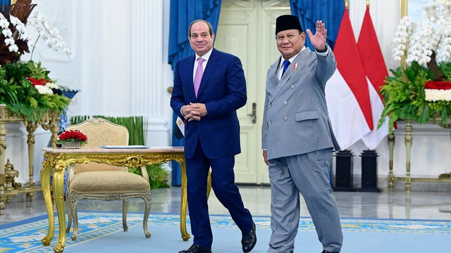 Presiden Prabowo Subianto menerima kunjungan kenegaraan Presiden Republik Arab Mesir Abdel Fattah El-Sisi di Istana Kepresidenan, Jakarta, Minggu (11/10/2026). (Dok. BPMI Sekretariat Presiden/Muchlis Jr)