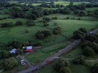 Tampilan dari drone memperlihatkan retakan tanah yang membelah lahan pertanian setelah gempa bumi melanda dekat pesisir selatan Panama di Tonosi, Panama, pada 10 Oktober 2026. (REUTERS/Enea Lebrun)