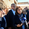 President of the Departmental Council of Bouches-du-Rhone Martine Vassal (C) addresses the media in front of Joseph-Lakanal middle school after a headmaster was injured by a hunting rifle shot and a teenager was arrested in Aubagne, southern France o