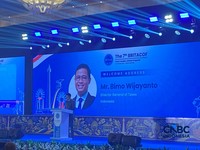 Dirjen Pajak Bimo Wijayanto dalam acara The 7th BRITACOF (Belt and Road Initiative Tax Administration Cooperation Forum) di Jakarta, Selasa (13/10/2026). (CNBC Indonesia/Dovana Hosiana)