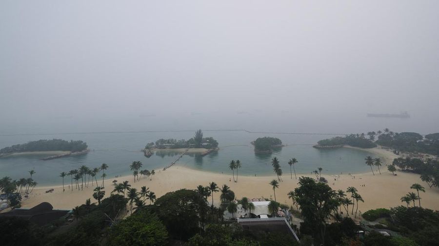 Kabut asap di Singapura akibat kebakaran hutan, Rabu (14/10/2026). (REUTERS/Suhaimi Abdullah)