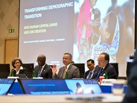 Menkeu Suahasil Nazara dalam World Bank Group Closed-Door Ministerial Roundtable dengan tema Transforming Demographic Transition into HumanCapital Gains and Job Creation di Bangkok, Thailand, Selasa (13/10/2026). (Dok. Biro KLI Kemenkeu)