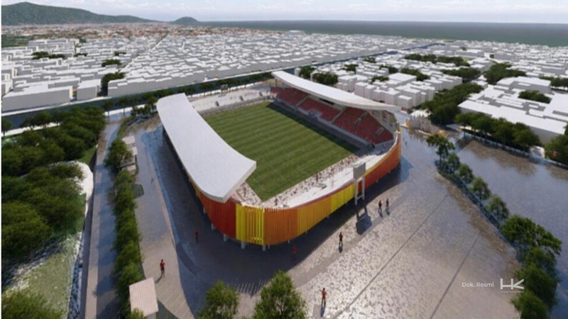 PT Hutama Karya (Persero) bersama PT Adhi Karya (Persero) Tbk membangun kembali Stadion H. Agus Salim di Kota Padang, Sumatera Barat. (Dok. Hutama Karya)