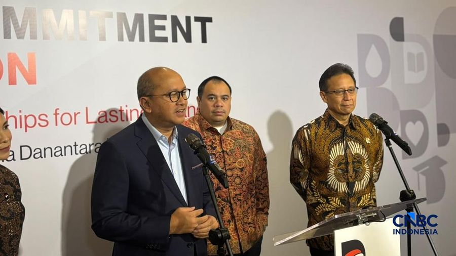 CEO Danantara, Rosan Roeslani dalam Seremoni 1 Tahun Danantara Indonesia Trust, di Wisma Danantara, Jakarta, Kamis, (15/10/2026). (CNBC Indonesia/Mentari Puspadini)