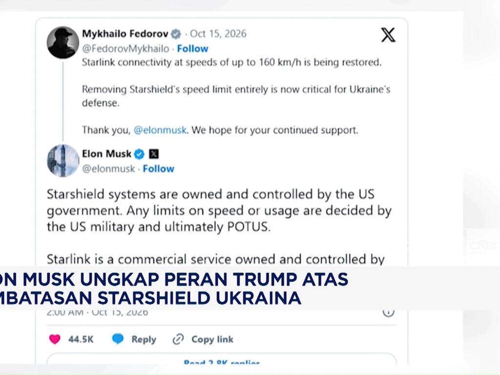 Elon Musk Ungkap Peran Trump atas Pembatasan Starshield Ukraina