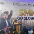 Menteri Perindustrian (Menperin), M. Sarmuji menyampaikan pemaparan dalam SMK Go Global di Balai Diklat Industri Jakarta, Kamis (15/10/26). (CNBC Indonesia/Ferry Sandi)