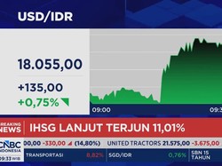 IHSG Terjun Bebas, Rupiah Melemah ke Rp 18.055 Per Dolar AS