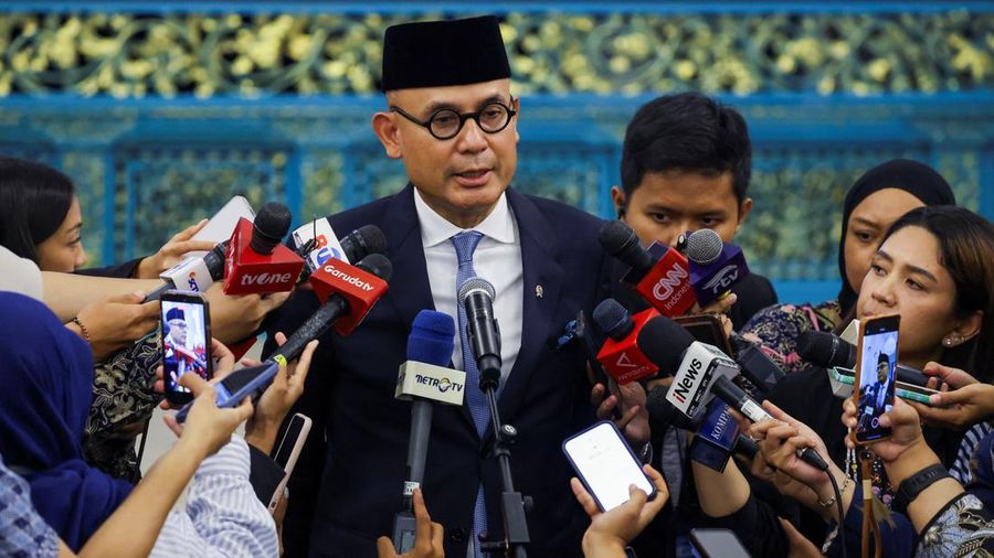 Indonesian Foreign Minister, Arrmanatha Nasir speaks to media after his inauguration at the State Palace in Jakarta, Indonesia, October 1, 2026. REUTERS/Ajeng Dinar Ulfiana