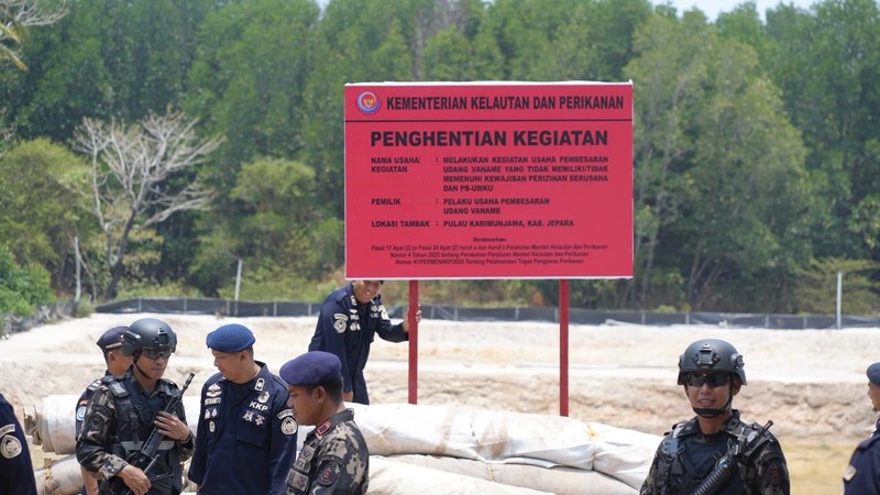 Kementerian Kelautan dan Perikanan (KKP) menyegel dua lokasi tambak udang seluas total 7,71 hektare (ha) di Pulau Karimunjawa, Kabupaten Jepara, Jawa Tengah. (Dok. KKP)