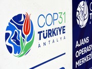 Logo COP 31 Antalya Turki. (Goksel YAPAR / AFP)