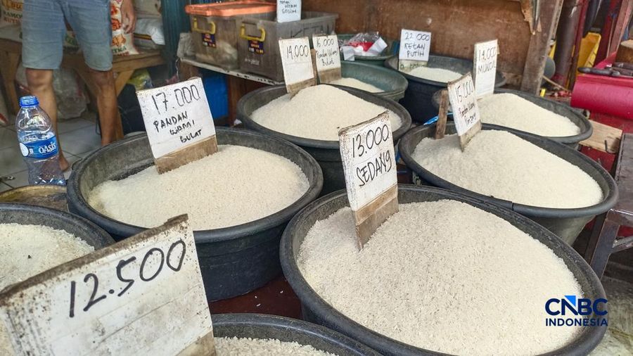 Pantauan harga beras di Pasar Rumput, Jakarta Selatan, Jumat (16/10/2026).  (CNBC Indonesa/Martyasari RIzky)