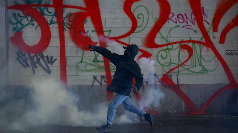 Rusuh saat protes mahasiswa di Brussel, Belgia, Sabtu (17/10/2026). (REUTERS/Yves Herman)