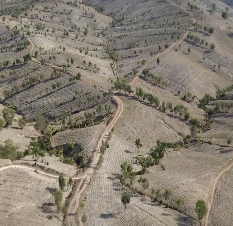 Hamparan Bukit Gerobogan yang mirip gurun pasir saat kemarau. (Tangkapan Layar Instagram/Grobogan.drone)