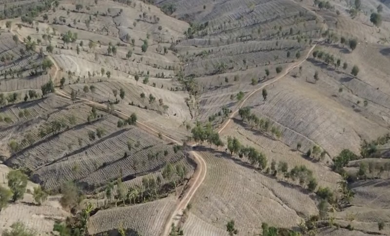 Hamparan Bukit Gerobogan yang mirip gurun pasir saat kemarau. (Tangkapan Layar Instagram/Grobogan.drone)
