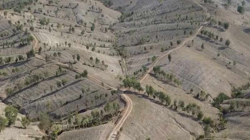 Hamparan Bukit Gerobogan yang mirip gurun pasir saat kemarau. (Tangkapan Layar Instagram/Grobogan.drone)