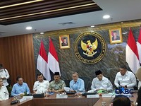 Rapat Koordinasi Terbatas (Rakortas) terkait Makan Bergizi Gratis (MBG) di Kantor Kementerian Koordinator Bidang Pangan, Jakarta, Senin (19/10/2026). (CNBC Indonesia/Martyasari Rizki)