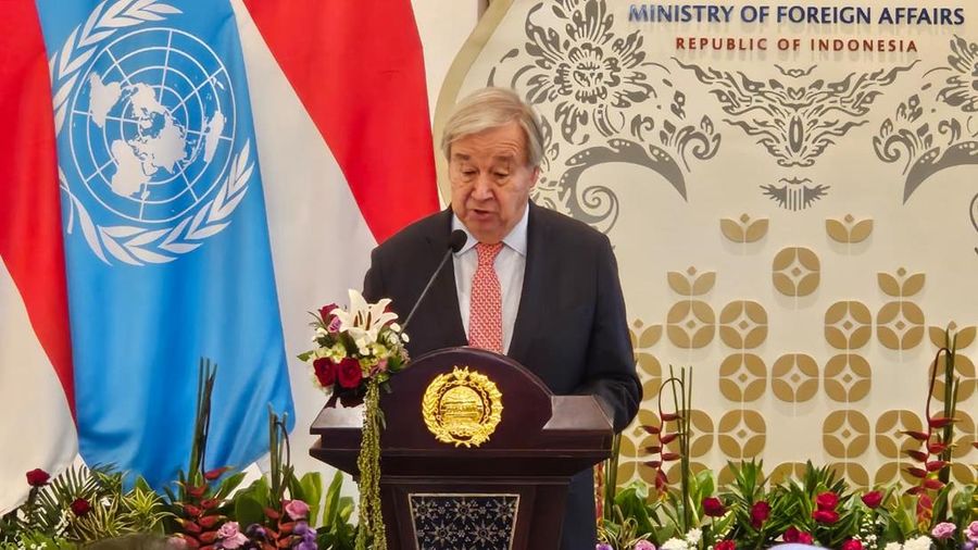 Sekretaris Jenderal Perserikatan Bangsa-Bangsa (Sekjen PBB) Antnio Guterres di kantor Kementerian Luar Negeri Indonesia, Senin (19/10/2026).