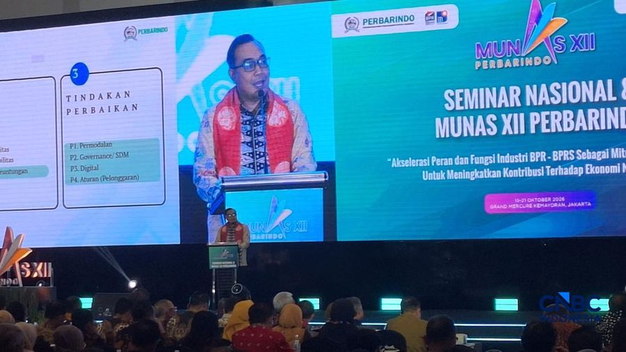Seminar Nasional dan Musyawarah Nasional(MUNAS) XII Perhimpunan Bank Perekonomian Rakyat Indonesia (Perbarindo), Senin (19/10/2026)/Khoirul Anam