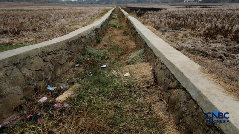 Sumur pompa tua di Jalan Lurah Parman, Desa Medalkrisna, Kecamatan Bojongmangu, Kabupaten Bekasi, Jawa Barat, Senin (19/10/2026). Di tengah hamparan persawahan yang mengering di Desa Medalkrisna, Kecamatan Bojongmangu, berdiri sebuah sumur pompa tua
