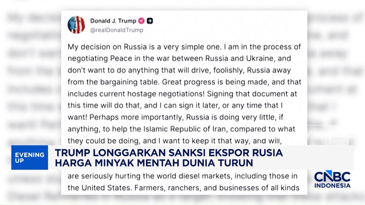 Video: Trump Longgarkan Sanksi Ekspor Rusia, Harga Minyak Dunia Turun