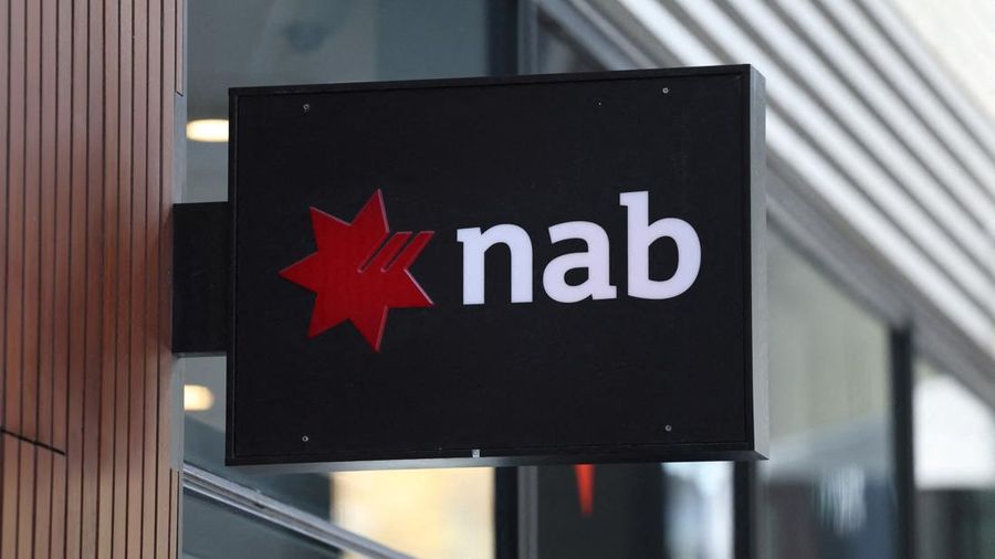 FILE PHOTO: A view of a National Australia Bank (NAB) logo in Sydney, Australia, May 5, 2025. REUTERS/Hollie Adams/File Photo