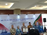 Penandatanganan Mutual Recognition Agreement (MRA) Indonesia-Portugal di Kantor Pusat KKP, Jakarta, Selasa (20/10/2026). (CNBC Indonesia/Martyasari Rizky)