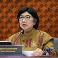 Gubernur Bank Indonesia, Destry Damayanti saat menyampaikan Hasil Rapat Dewan Gubernur Bulanan Bulan Oktober 2026 Cakupan Triwulanan dan Tahunan di Gedung Bank Indonesia, Jakarta, Rabu (21/10/2026). (CNBC Indonesia/Tri Susilo)