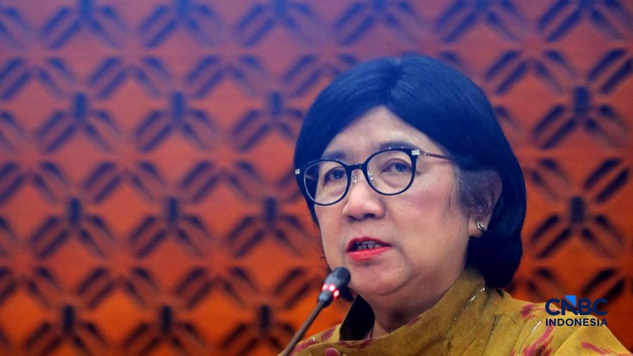 Gubernur Bank Indonesia, Destry Damayanti saat menyampaikan Hasil Rapat Dewan Gubernur Bulanan Bulan Oktober 2026 Cakupan Triwulanan dan Tahunan di Gedung Bank Indonesia, Jakarta, Rabu (21/10/2026). (CNBC Indonesia/Tri Susilo)