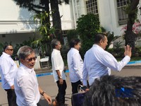 Para Menteri, Wakil Menteri, Kepala Badan, hingga Dewan Pertimbangan Presiden (Wantimpres) mulai merapat ke Istana Negara, Jakarta, Rabu (21/10/2026). (CNBC Indonesia/Emir Yanwardhana)
