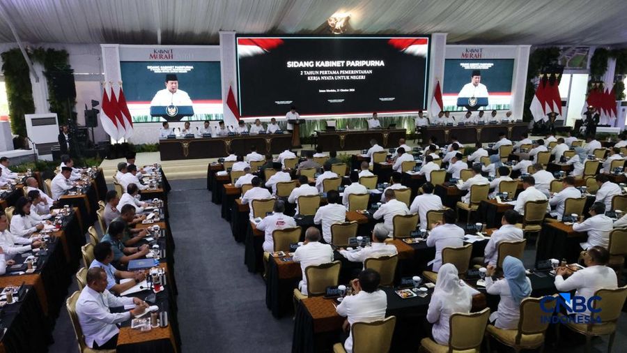 Presiden Prabowo Subianto memimpin Sidang Kabinet Paripurna (SKP) di Istana Merdeka, Jakarta,  Rabu (21/10/2026). (CNBC Indonesia/Muhammad Sabki)