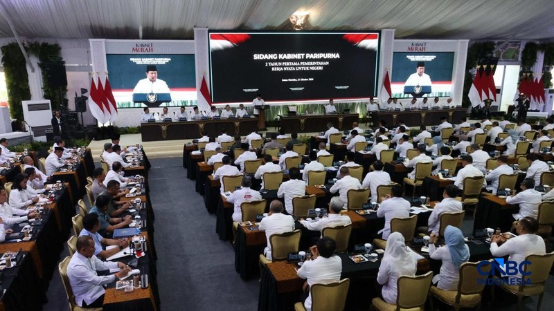 Presiden Prabowo Subianto memimpin Sidang Kabinet Paripurna (SKP) di Istana Merdeka, Jakarta,  Rabu (21/10/2026). (CNBC Indonesia/Muhammad Sabki)
