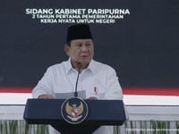 Presiden Prabowo Subianto saat memimpin Sidang Kabinet Paripurna, Istana Negara, Jakarta, Rabu (21/10/2026). (Tangkapan Layar Youtube/Sekretariat Presiden)