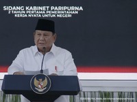 Presiden Prabowo Subianto saat memimpin Sidang Kabinet Paripurna, Istana Negara, Jakarta, Rabu (21/10/2026). (Tangkapan Layar Youtube/Sekretariat Presiden)