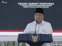 Presiden Prabowo Subianto saat memimpin Sidang Kabinet Paripurna, Istana Negara, Jakarta, Rabu (21/10/2026). (Tangkapan Layar Youtube/Sekretariat Presiden)