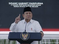 Presiden Prabowo Subianto saat memimpin Sidang Kabinet Paripurna, Istana Negara, Jakarta, Rabu (21/10/2026). (Tangkapan Layar Youtube/Sekretariat Presiden)