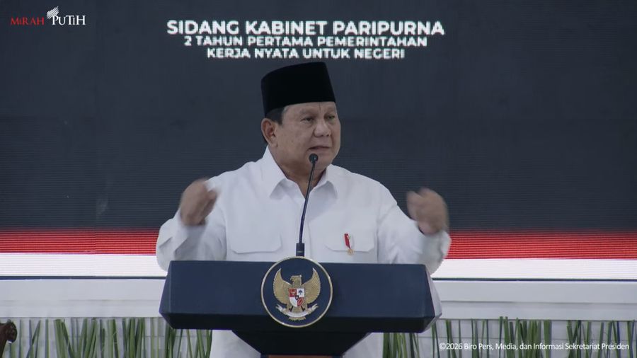 Presiden Prabowo Subianto saat memimpin Sidang Kabinet Paripurna, Istana Negara, Jakarta, Rabu (21/10/2026). (Tangkapan Layar Youtube/Sekretariat Presiden)