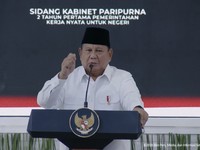 Presiden Prabowo Subianto saat memimpin Sidang Kabinet Paripurna, Istana Negara, Jakarta, Rabu (21/10/2026). (Tangkapan Layar Youtube/Sekretariat Presiden)