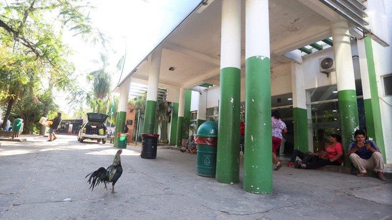 "Martin", the rooster, stands outside the Oncology Institute of Eastern Bolivia, where he arrived eight years ago when his owner was admitted as a cancer patient before dying, in Santa Cruz, Bolivia, October 21, 2026. REUTERS/Ipa Ibanez
